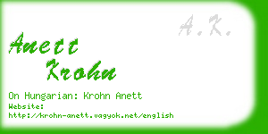 anett krohn business card